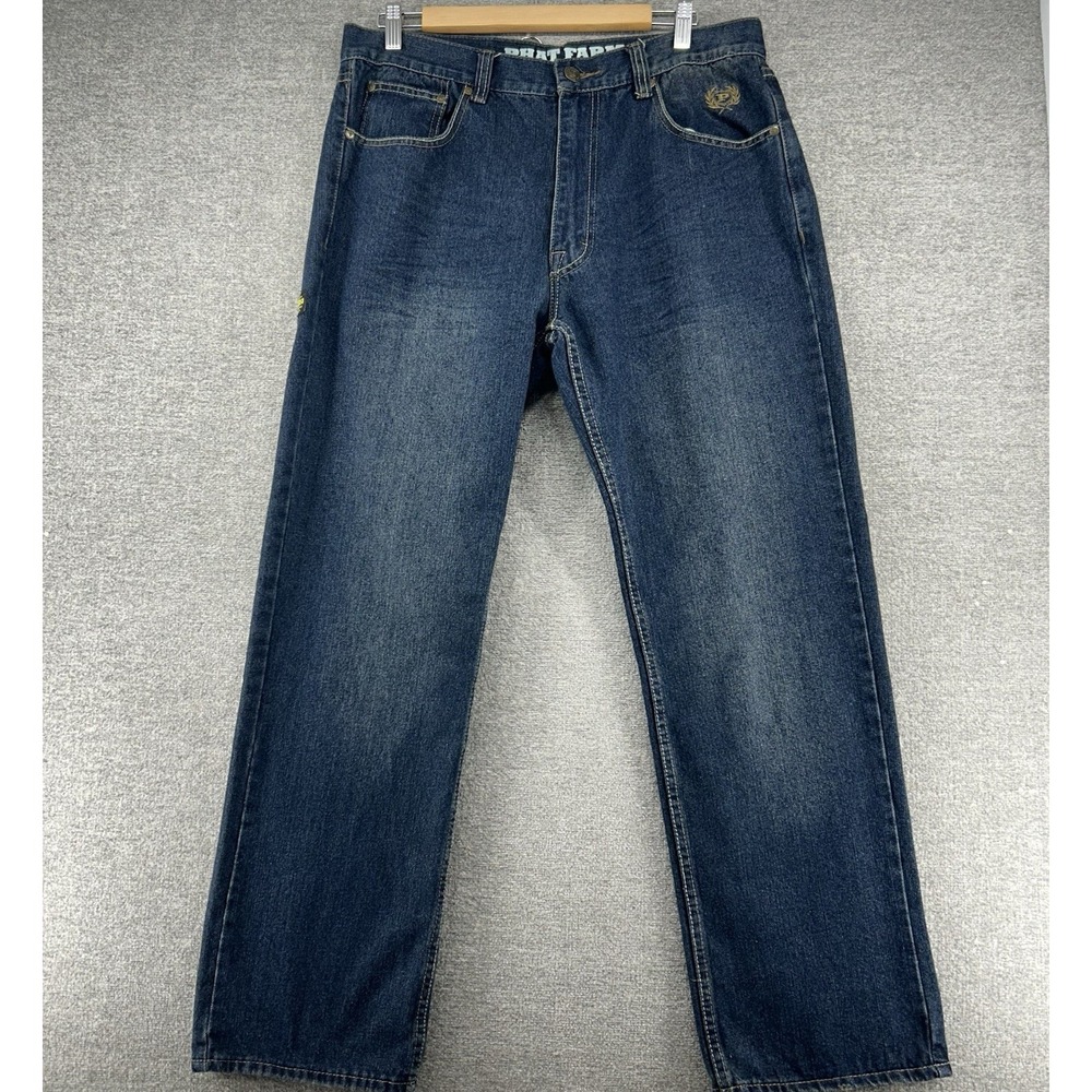 Phat Farm Straight Fit Jeans Men Sz 36 Inseam Altered 30" Vintage Blue Denim Y2K